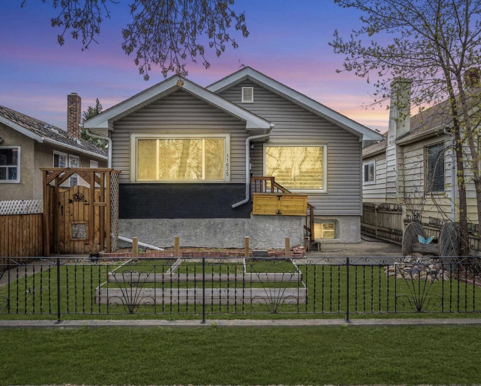 Finished exterior of an Alberta home at dusk